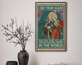君の傷跡を見ても、君は一番美しいと思うよ ジャック・サリーの悪夢 クリスマス ハロウィン カップル用壁飾りポスター