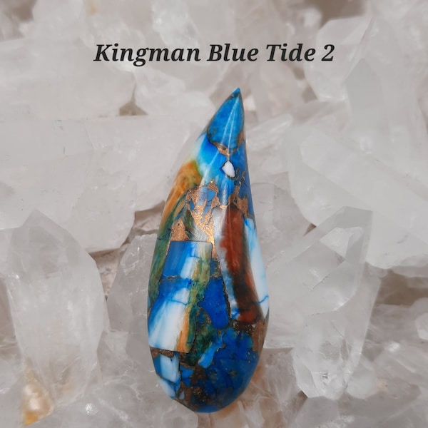 Handcrafted Kingman Turquoise Spiny Oyster Cabochons Vibrant Green and Blue Stones - Varying Sizes