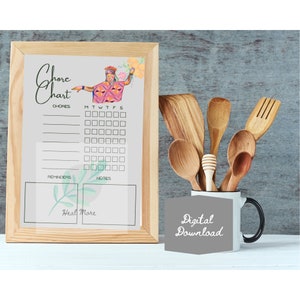 Guided Life chore chart, printable, downloadable prints, editable, modern afrocentric, planning  chore chart, for productivity