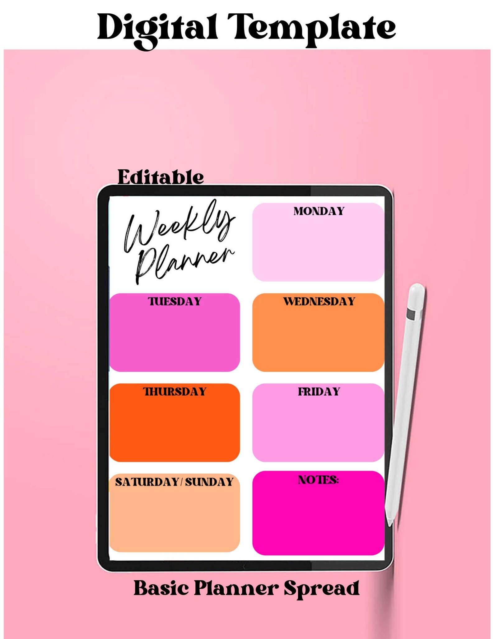 Editable Digital Planner Template Etsy
