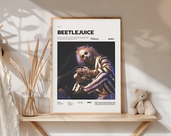 Póster de Beetlejuice, película de Tim Burton, impresión de Michael Keaton en Beetlejuice, película de terror de culto, arte de pared, regalo, decoración de pared