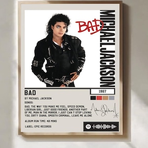 Michael Jackson Album Art Poster, Print, Music Retro Vinyl Record Poster Funk Disco Wall Art Tracklist Print