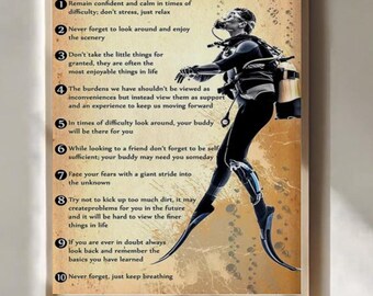 Scuba Diving Life Lesson Poster Print, Ocean Adventure Wall Art