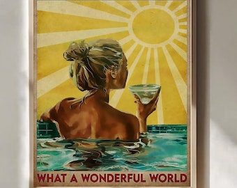 Chilling in the Sun Poster Print, Swimming Girl Wall Art