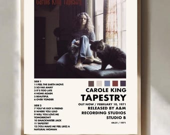 Plakat z albumem w stylu retro Carole King Tapestry, sztuka ścienna w stylu vintage