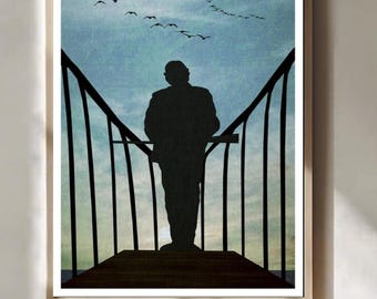Plakat z obserwacją rekinów „Szczęki”, sztuka ścienna w stylu vintage z łodzią orki