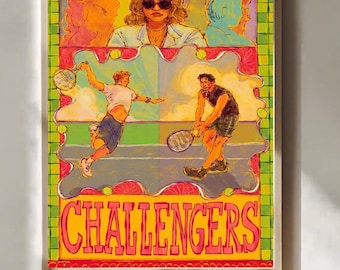 Plakat filmowy inspirowany Challengers, sztuka ścienna do tenisa