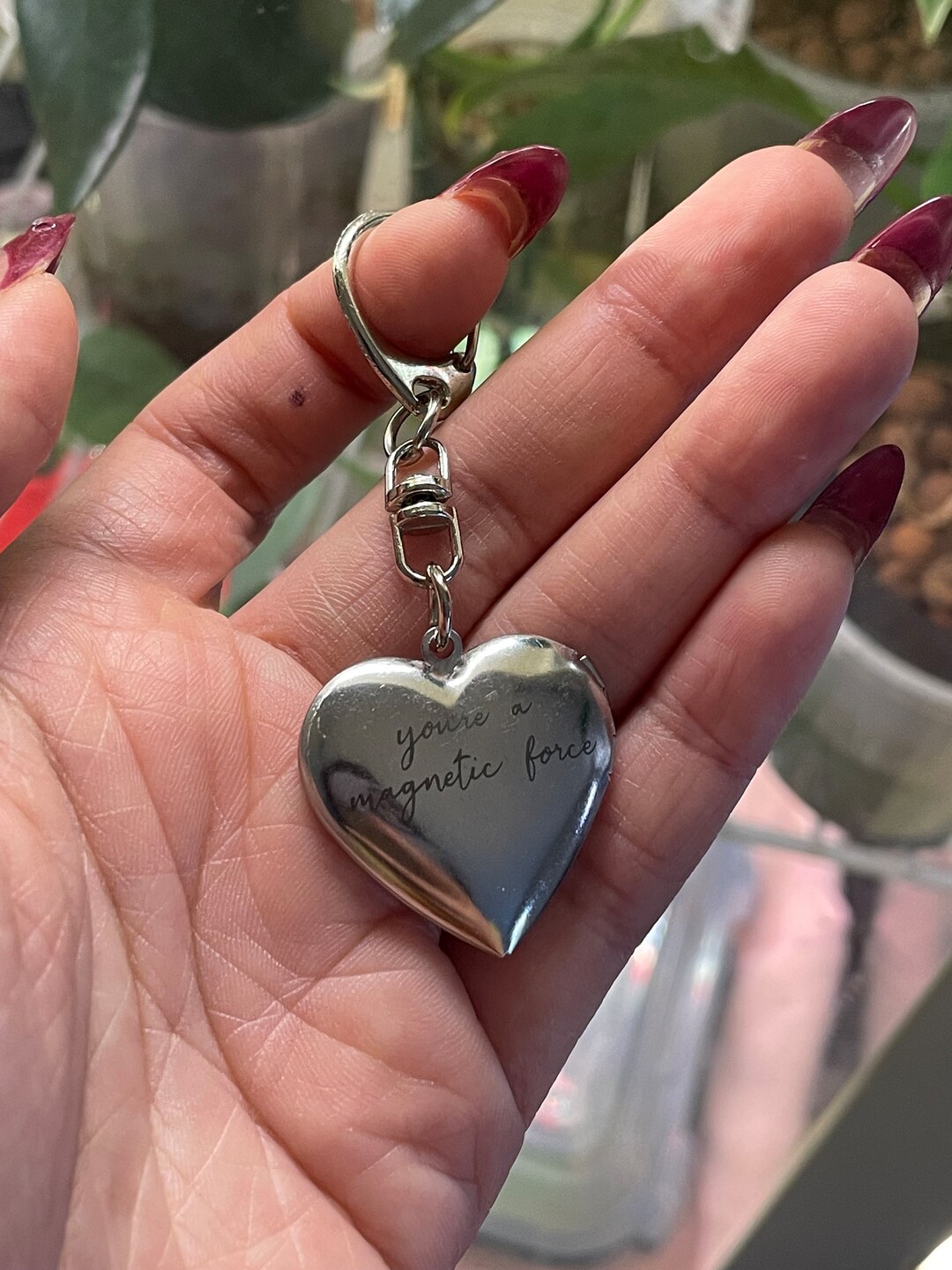 Custom Heart Locket Keychain Valentines Day Silver Gifts for Her My