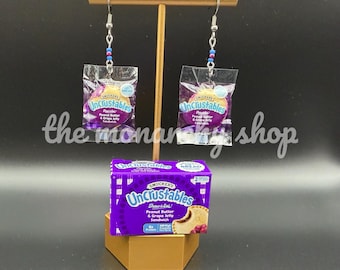 Handmade Uncrustables Grape Sandwich Earrings | Miniature Food Jewelry