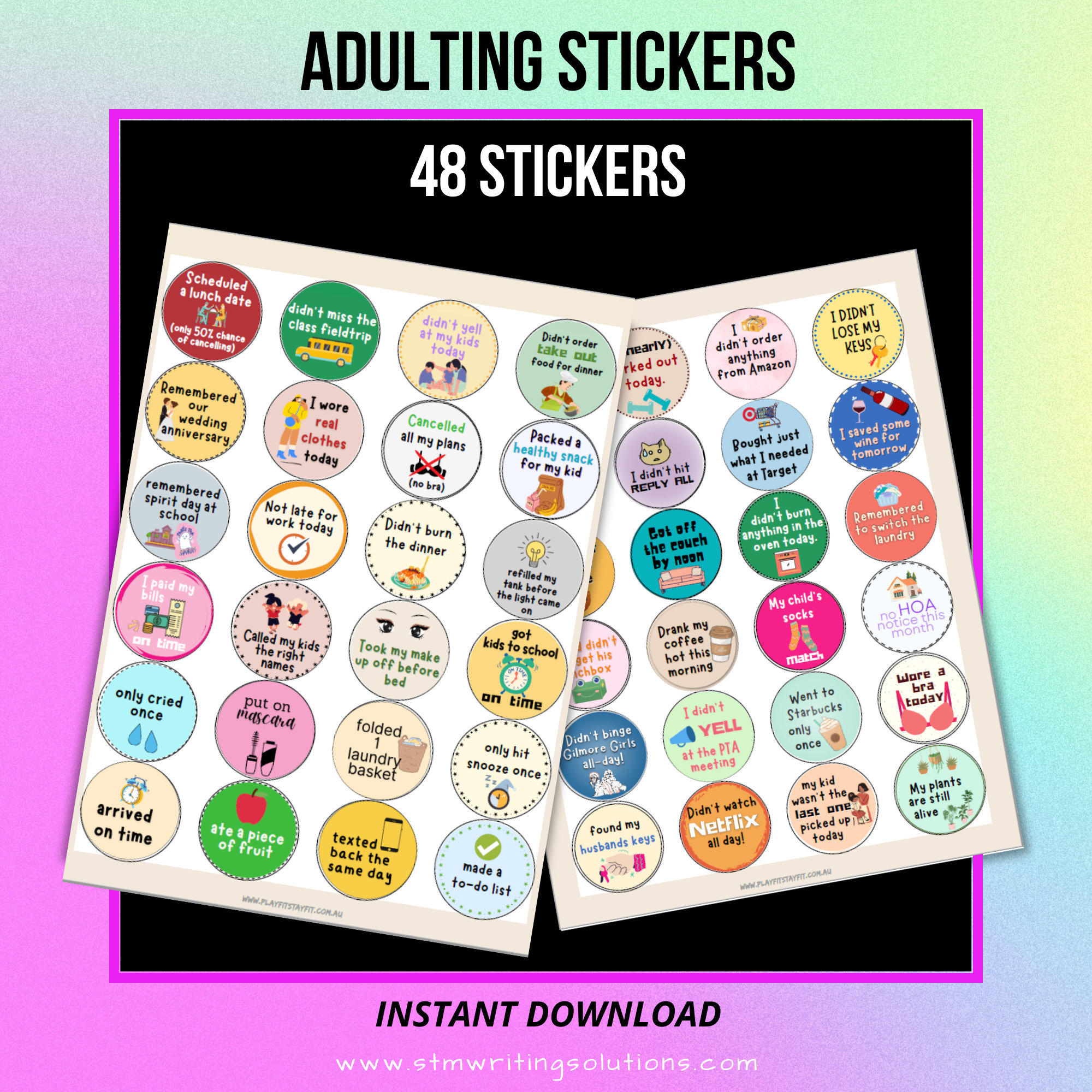 Printable Adult Stickers / Printable Stickers / Funny Stickers for