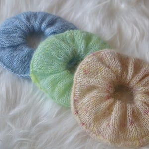 Hand-Knit Mohair Scrunchie / Knitted Hair Tie / Hair Accessories