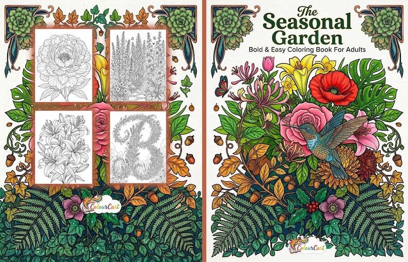 The Seasonal Garden Bold and Easy Coloring Book | Floral Botanical Coloring Book | Nature Garden Coloring Pages | Relaxing Adult Coloring Book