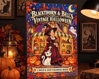 Vintage Halloween målarbok, djärv och lätttryckt aktivitetsbok för vuxna och tonåringar