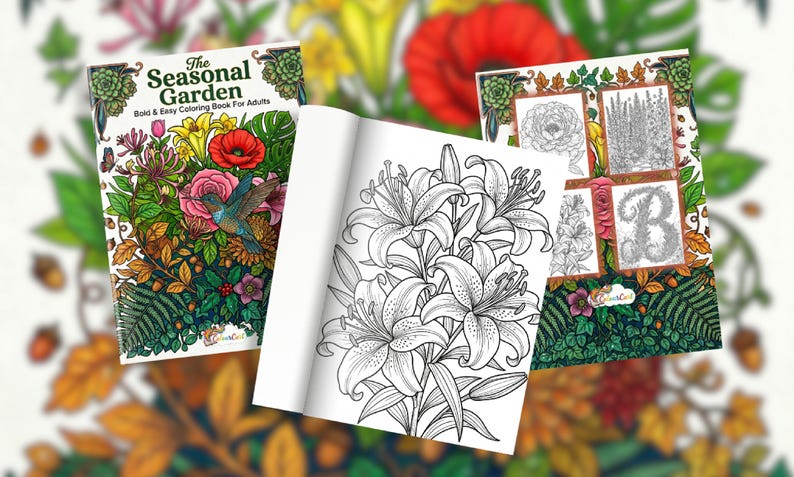 The Seasonal Garden Bold and Easy Coloring Book | Floral Botanical Coloring Book | Nature Garden Coloring Pages | Relaxing Adult Coloring Book