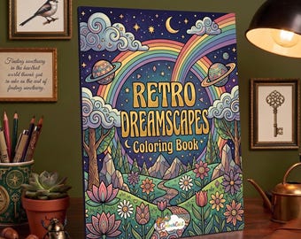 Retro Dreamscapes Coloring Book for Adults | Fantasy & Retro Inspired Coloring Book | Relaxing Groovy Art Gift retro coloring