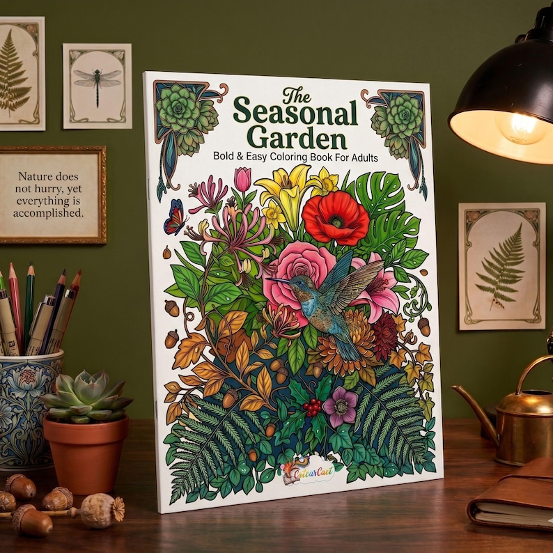 The Seasonal Garden Bold and Easy Coloring Book | Floral Botanical Coloring Book | Nature Garden Coloring Pages | Relaxing Adult Coloring Book