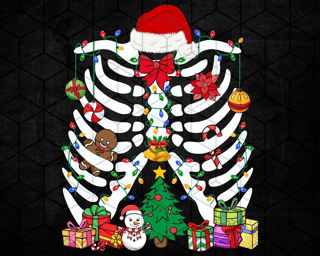 Merry Xraymas Skeleton Png Skeleton Christmas Png Xray Etsy