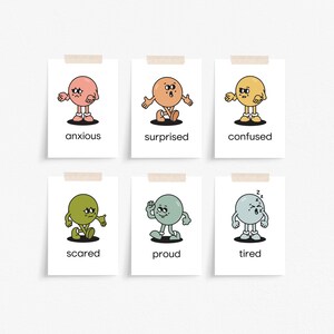 Emotion Flashcards, Feelings Flashcards, Digital Download Print, Cute Classroom Decor, Positive Affirmations Print, Calming Corner Resource