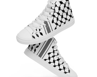 Kuffiyeh Men’s high top canvas shoes, Keffiyeh, Palestine, Falestin