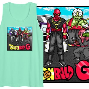 Dragonbald G Tank Top | Cartoon Character Parody Tank | 90s Themed Novelty Cartoon Sleeveless Workout Shirt