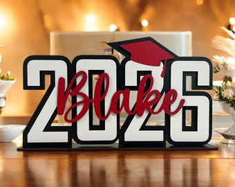 Personalized Graduation Table Centerpiece: Class of 2026 Photo Prop Decor
