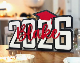 Personalized Graduation Table Centerpiece: Class of 2026 Photo Prop Decor Grad Gift