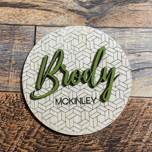 3D Custom Baby Name Sign: Wooden Birth Announcement, Nursery Decor
