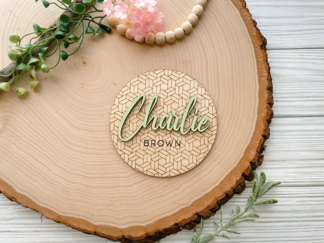 Baby Name Rounds 3D Custom Baby Name Round | Wooden Baby Birth Announcement | Custom ...