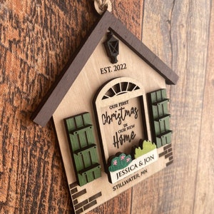 Our First Home Christmas Ornament Custom | Laser Engraved 3D| Wooden Personalized Ornament | Realtor Closing Gift |  House Warming Gift
