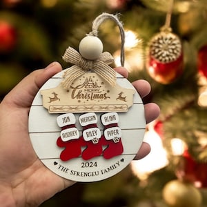 Personalized Family Christmas Ornament: Boho Farmhouse Grandparent Gift