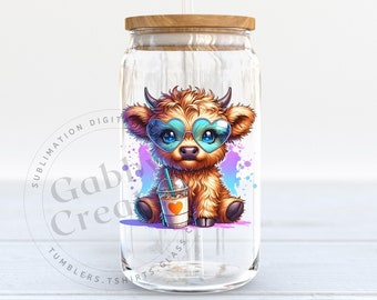 Carino Highland Cow Coffee PNG, Design a sublimazione (download digitale)