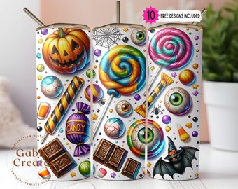 Creepy Halloween Candy 20ozSkinny Tumbler Sublimation Design Digital Download PNG