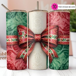 Mexican Patriotic Flag 20 oz Skinny Tumbler Sublimation Design Digital Download PNG, Latino Tumbler Wrap Design, Mexican Coquette Bow PNG