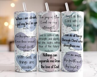 Envoltura para vaso con versículos bíblicos: Diseño de sublimación de afirmaciones cristianas PNG