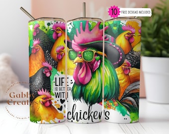 Funny Chicken Tumbler Wrap: Sublimation Design (Digital Download)