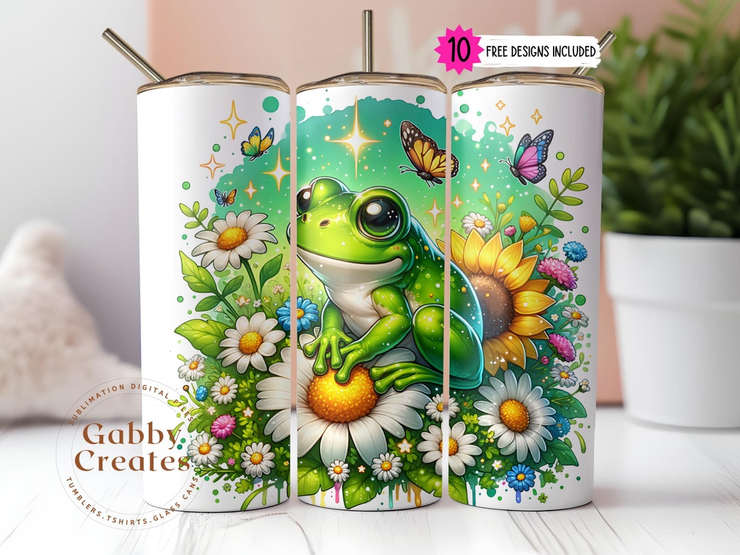 Frog Tumbler Wrap, 20 Oz Skinny Tumbler Sublimation Design PNG Digital ...