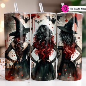 Witches Tumbler Wrap PNG, Halloween Witch 20 oz Skinny Tumbler Sublimation Design Digital Download PNG, Witchy Tumbler Design, Halloween PNG
