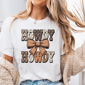 Western Howdy Coquette Bow PNG: Cowgirl Sublimation Design (Digital Download)