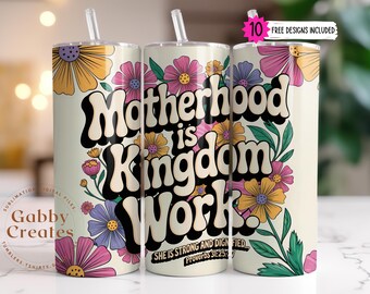Christian Mom Tumbler Wrap: Retro Floral 20 Unzen Sublimationsdesign (Digital PNG)