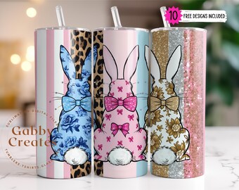 Envoltorio para vaso de 20 oz con diseño de conejito de Pascua: Diseño de sublimación de primavera (descarga digital)