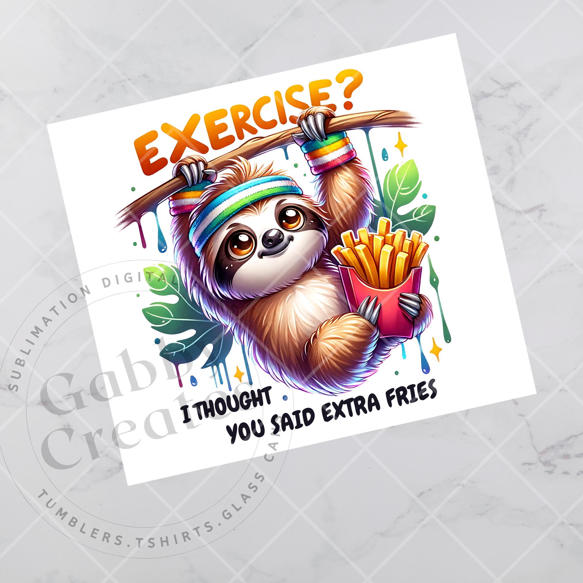 エクササイズフライ ナマケモノ 20オンス スキニータンブラー PNG