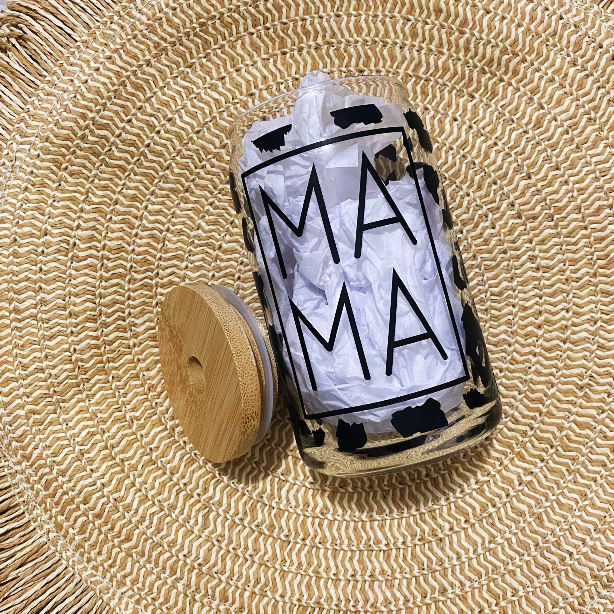 Mama Iced Coffee Glass Cup, Mama Leopard Print, Mama Glass Tumbler ...