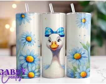 Personalized Duck Tumbler Wrap PNG: Funny Sublimation Design Digital Download, 20oz Skinny Tumbler