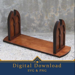 Gothic Arch boekenplank SVG, lasergesneden bestand, CNC-routerplannen (digitale download - svg, png)