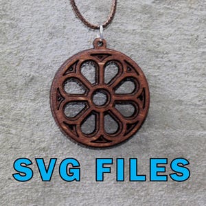 Architecture gothique cathédrale Rosace pendentif SVG fichiers multicouches coupés pour Glowforge, CNC, Cricut, Laser | Bijoux | Collier |