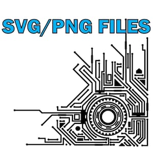 Archivos SVG y PNG de microchip para Glowforge, CNC, Cricut, láser, vinilo, calcomanías, tecnología, ciberpunk, futurista y ciencia ficción.