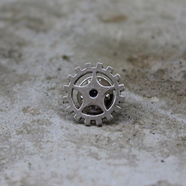 steampunk brooch badge pin silver spanners wrench mechanic engineer