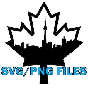 Toronto Skyline Ahornblatt Digital SVG & PNG-Dateien | Glühschmiede | Laserschnitt | CNC | Cricut | Aufkleber | Vinyl | Aufkleber | Kanada | Ontara