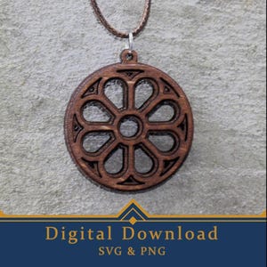 Gothic Architecture Cathedral Rose Window Pendant SVG Multi-Layer Cut Files for Glowforge, CNC, Cricut, Laser | Jewelry | Necklace |