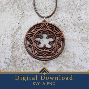 Gothic Rose Window Pendant SVG, Laser Cut Files